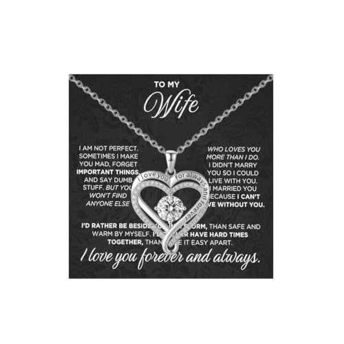 Zurlcdye To My Wife Necklace Gifts for Wife from Husband Heart Love Dainty Charm Statement Pendant Valentines Day Jewelry Accessories Gifts