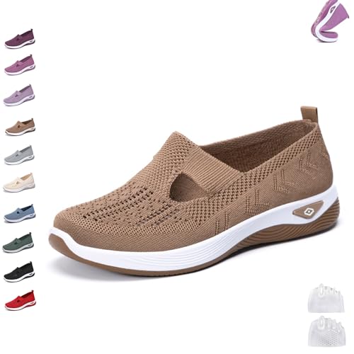 Womens Addenno Casual Breathable Slip on Orthopedic Shoes, Summer Breathable Non-Slip Soft Sole Elderly Shoes