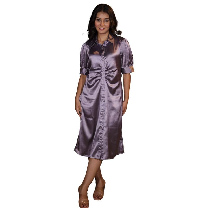 Glen Rose One Piece Dress for Women | Western Satin A-Line Midi Dress | Stylish