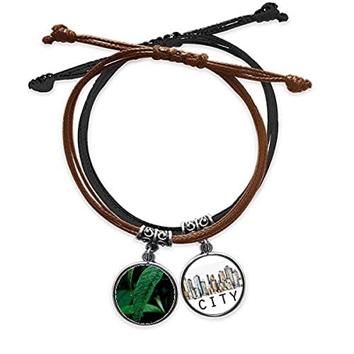 Bracelet corde main motif plante pour photographe et voyageur en cuir Sidi