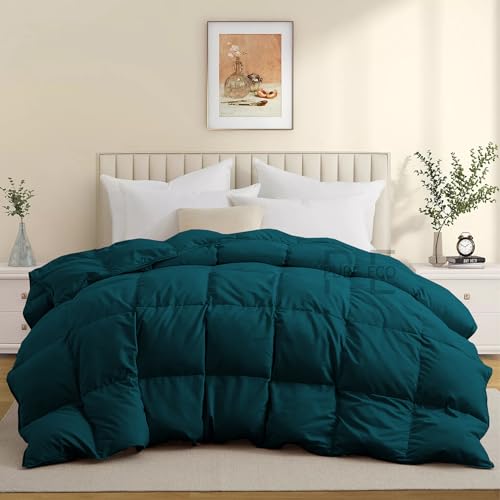 Image of PURE ECO 600 GSM Down Alternative Comforter for Double Bed Size (90 inchX100 inch) - 600 GSM Heavy Winter Comforter /Rajai /Duvet /Blanket Microfiber Super Soft Fluffy for Winter Double Bed - Teal Color