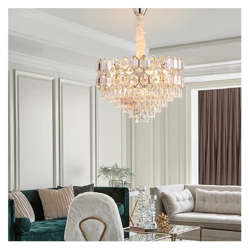 Lustre en cristal de luxe suspension de plafond champagne gold