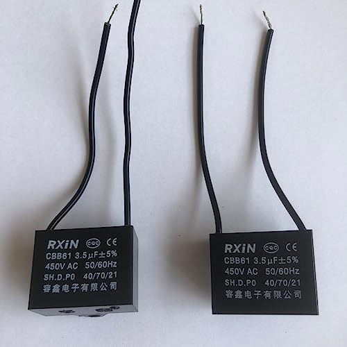CompStudio 2Pcs 3.5UF 450V AC CBB61 Ceiling Fan Capacitor 2 Wire 50/60Hz
