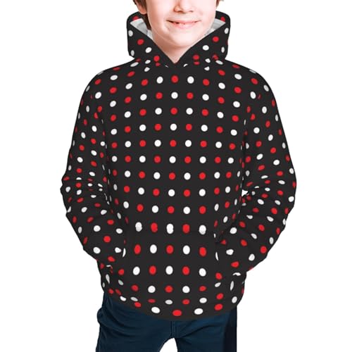 Red and white polka dots Kid Hoodies Boys Sweatshirts Girls Pullover with Pocket3