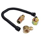 Stanbroil 3/8' X 12' Non-Whistle Flexible Flex Gas Line Connector Kit for NG or LP Fire Pit and Fireplace