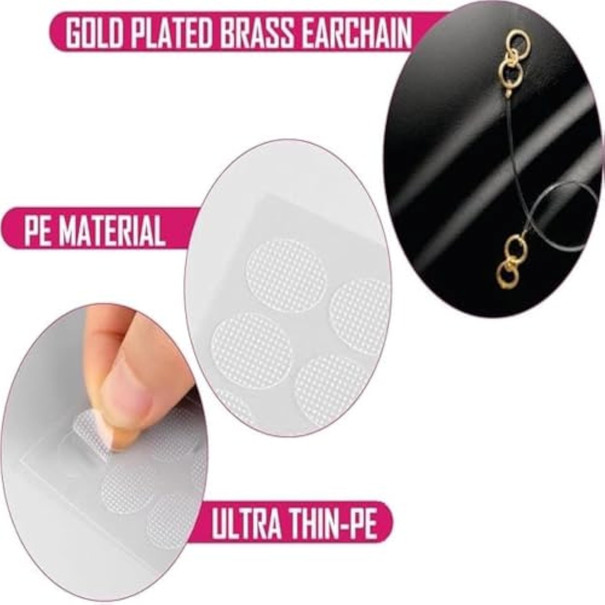 Women's Gold Colored Transparent Stretchable Rubber Ear Chain