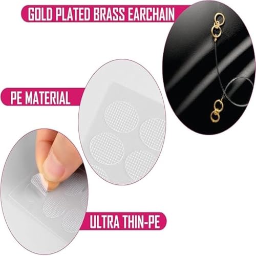 Image of Invisible Ear Lobe Support Patches for Heavy Earrings, 30 Pack, Invisible Transparent Stretchable Adjustable Lightweight Elastic Earrings Support Ear Chains, 3 Pair