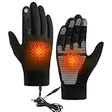 SGZIOO Guantes Calefactables USB, Guantes Térmicos con Pantalla Táctil, Antideslizantes Resistentes al Viento, para Escalada, Senderismo, Ciclismo y Camping