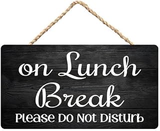 Break Lunch Be Back Please Do Not Disturb Wooden Hanging Sign, Home Door Decor for Office Workers & Professionals, Workspace Sign, 12X6 Inch