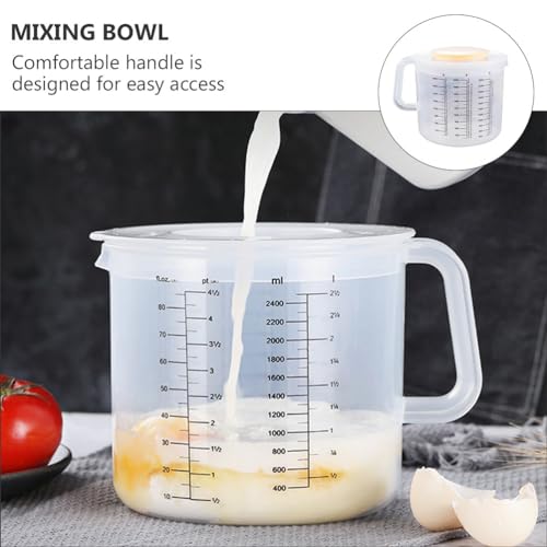 Tazón para mezclar con tapa y medidor PRETYZOOM plástico blanco miniatura 3