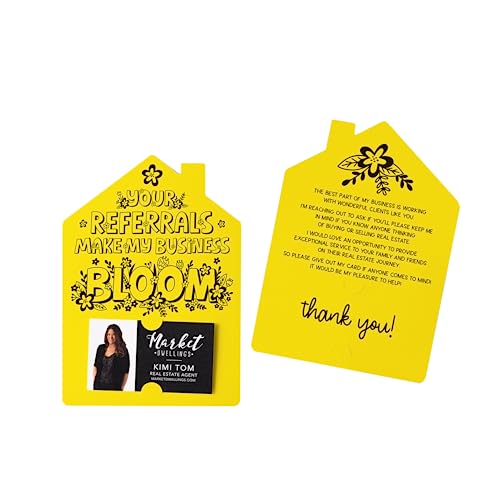Set of Your Referrals Make My Business Bloom Real Estate Agent Mailers Greeting Cards - Real Estate With Envelopes Included - Designed for Real Estate Agents - Pack of 10 - LEMON - M30-M001