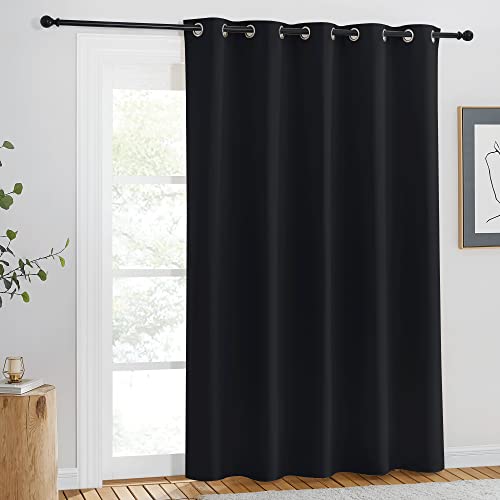 NICETOWN Blackout Curtain Drape 84 inches Length - Light Reducing Thermal Insulated Solid Grommet Blackout Window Treatment for Living Room (1 Piece, W66 x L84, Black)