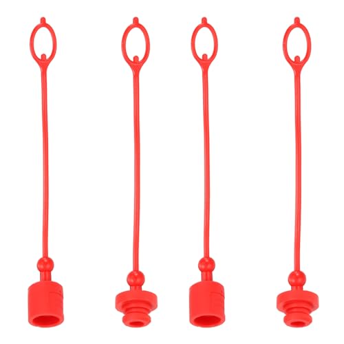 Image of PATIKIL 1 inch ISO B Hydraulic Coupler Male Dust Cap and Female Plug Cover, 2 Set Hydraulic Quick Disconnects Coupling Port Plug Cover Fittings with Retention Ring, Red