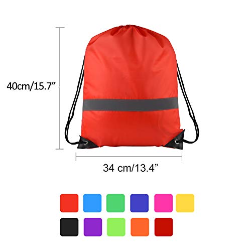 Image of KUUQA 22 Pcs Drawstring Backpack Bag Bulk Reflective Backpack String Bags Cinch Sack Backpack for Team Yoga Sport Gym Traveling (11 Colors)