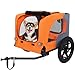 Zefvkip Outdoor Heavy Duty Collapsible Pet Bike Trailer with 16-Inch All-Terrain Wheels & Universal Hitch – Foldable Dog/Cargo Carrier Cart for Bicycles, Orange