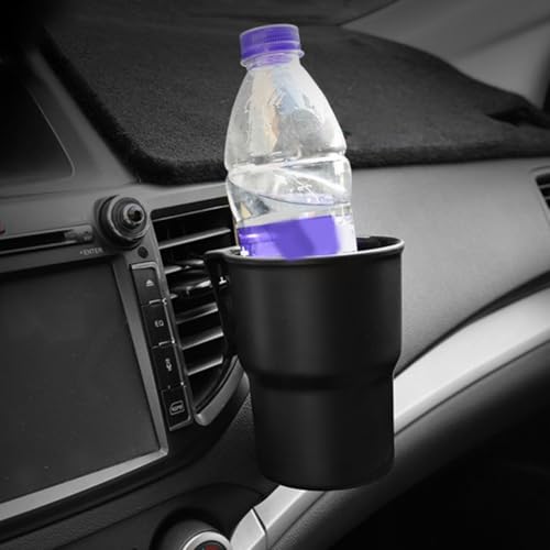 Portavasos de coche para ventilación de aire, caja de almacenamiento portátil multifuncional con cubo de basura, 10 x 10 x 13 cm, compatible con bebidas de coche y S (negro)