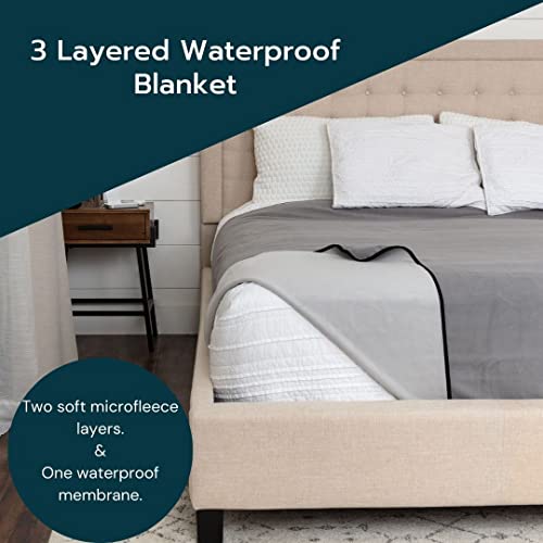 Waterproof Blanket 80”X90” For Adults – Soft, Washable, Reversible Cover Large Size For Twin, Queen, King Beds (Warm Gray/Cool Gray) - 100% Waterproof Furniture Or Mattress Protector #TOP1