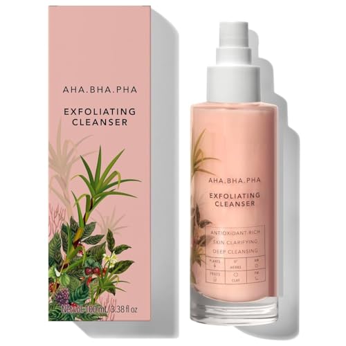 AHA BHA PHA Exfoliating Cleanser | Daily Face Wash with Fruit Enzymes | Cream-Based Gentle Deep Cleansing | Soothing & Nourishing Formula | Removes Dirt, Oil & Dead Skin | Suitable for All Skin Types