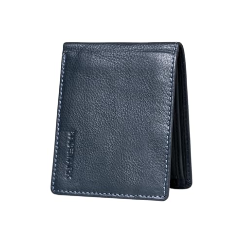 Genuine Leather Made Bi-Fold Casual, Formal, Party, Travel RFID Protected Wallet for Men-Black-MW-03-1029, Black, Contemporary
