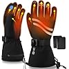 Rasfalo Beheizbare Handschuhe Herren Damen, Wiederaufladbare Elektrische Beheizte Handschuhe mit 2600mAh Akku 3 Heizstufen, Winter Wasserdichte Handwärmer Handschuh Beheizbar Schwarz 2XL