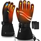 Rasfalo Beheizbare Handschuhe Herren Damen, Wiederaufladbare Elektrische Beheizte Handschuhe mit 2600mAh Akku 3 Heizstufen, Winter Wasserdichte Handwärmer Handschuh Beheizbar Schwarz 2XL