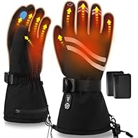 Rasfalo Beheizbare Handschuhe Herren Damen, Wiederaufladbare Elektrische Beheizte Handschuhe mit 2600mAh Akku 3 Heizstufen, Winter Wasserdichte Handwärmer Handschuh Beheizbar Schwarz 2XL