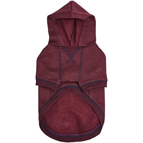 Blueberry Pet Essentials Soft & Comfy Better Basic Cotton Blend Dog Hoodie Sweatshirt in Burgundy Red, Back Length 12… - Image 5