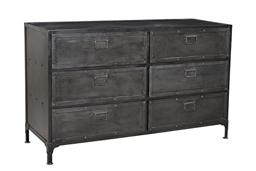 CDI Furniture Standard Size Dresser The Industrial Collection Vintage Style Metal Dresser in Raw...