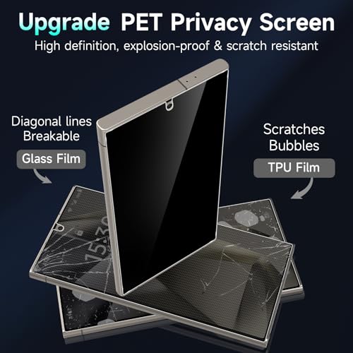 Image of YWXTW EZ Unlock for Samsung Galaxy S24 Ultra Privacy Screen Protector, [0.1S Ultrasonic Fingerprint Support] [Not Glass] 25 Anti Spy Private S24 Ultra Screen Protector Case Friendly, 2 Pack