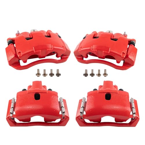 Image of TRQ Front and Rear Brake Caliper Set Performance Coated Brackets Compatible with 2006-2008 Dodge Ram 1500