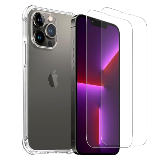 iPhone 13 Pro Max ケース + ガラスフィルム 【国産旭硝子素材】 iphone13promax フィルム 全面吸着 高透過率 硬度9H ラウンドエッジ加工 いphone13 pro max 保護ケース クリア 黄ばみなし 米軍MIL規格