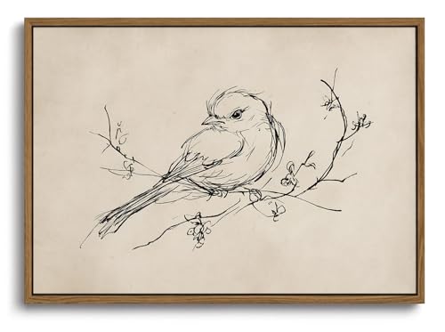 Image of KISSFOX Framed Wall Art Vintage Wall Decor Bird Pictures Rustic Animal Canvas Art Retro Paintings Farmhouse Artwork For Bedroom Living Room Kitchen