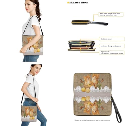 Image of Bucket Crossbody Bag Set for Women Lady, Leather Purse and Wallet Set Large Bucket Bag with Wallet
