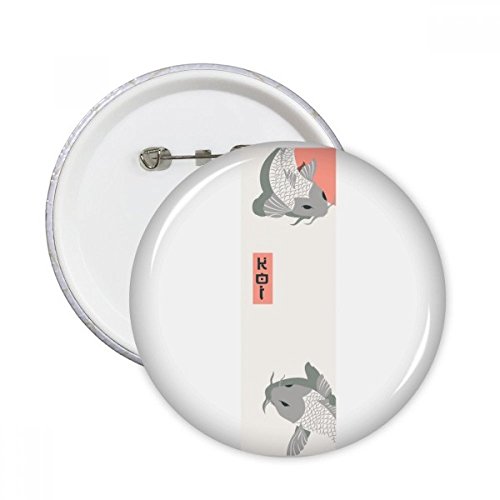 Badge rond poisson japonais et culture chinoise DIYthinker 5 pièces L