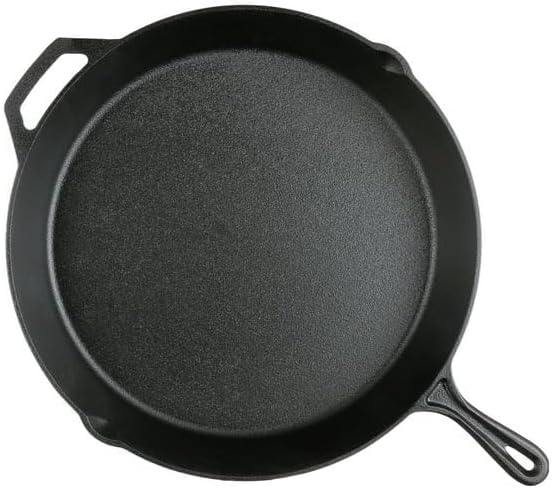 15" Pre-Seasoned Cast Iron Skillet with Handle and Lipsfor Bread, Baking,Pizza, Outdoor Cooking, Camping, Grill, Stovetop