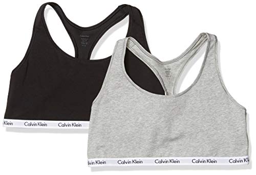 Calvin Klein Women's Carousel Logo Bralette, Black/Grey Heather, XL