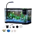 Fish Tank - Compact Betta Aquarium Starter Kit | Decorative Desktop Gold Fish Tank Starter Kit | Household Clear Aquarium Set Small | Decorative Desk Bowl Easy Setup For Terrapin Tortoise Turtle