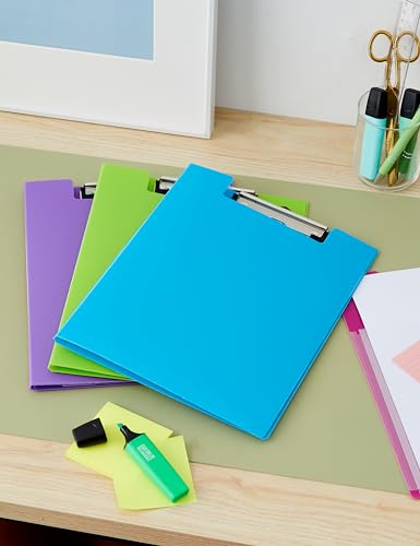 Seco A4+ PVC-beschichtetes Klapp-Klemmbrett mit robustem Clip - Pack mit 4 sortierten Farben