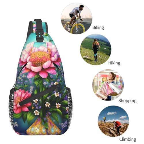 Mochila bandolera urbana floral ligera 2L miniatura 6