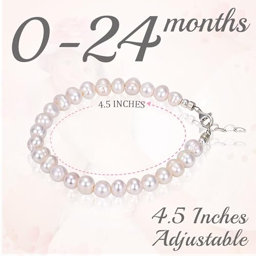 Freshwater Cultured Pearl Bracelet, Baby Bracelets for infant girls Sterling Silver Jewelry keepsake for boys or girls, 1st Birthday Girl, 1 Year Old Girl Gifts2
