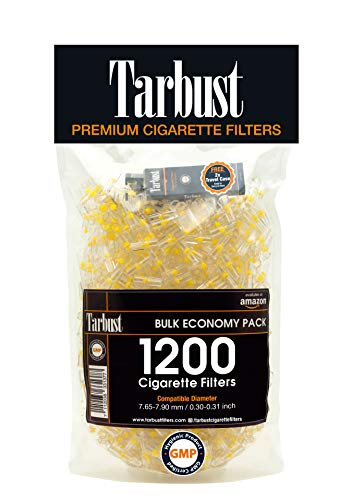 Tarbust Disposable Cigarette Filters, Bulk Economy Pack, 1200 Anti-Tar Filter Tips Including 2 Free Travel Cases