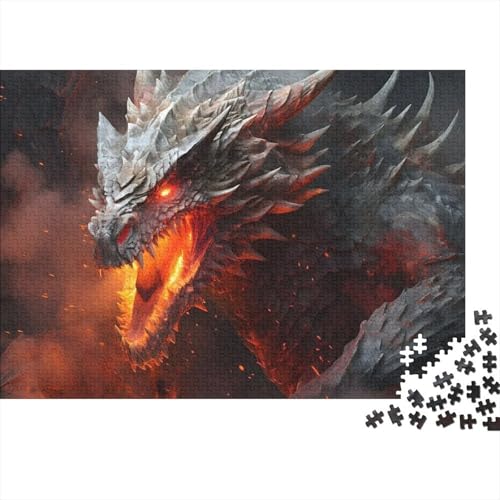 Puzzle de dragón de fuego de 1000 piezas para adultos, rompecabezas de fantasía 70x50 cm
