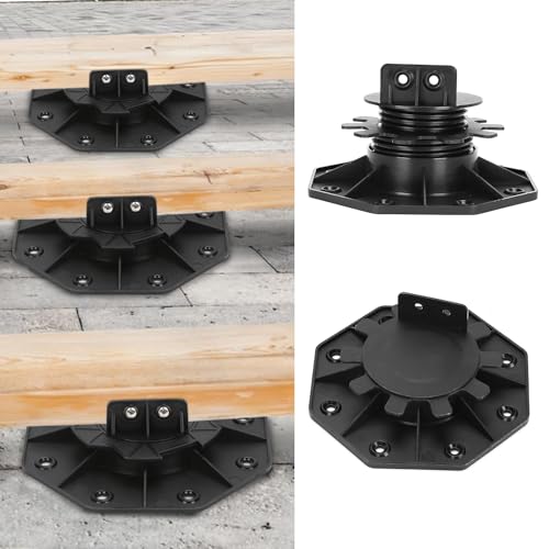 Gimisgu Lot de 50 plots réglables en hauteur - Pied réglable de 30 à 60 mm - Support de plaques pour plaques de terrasse, sous-structure en bois, WPC et...