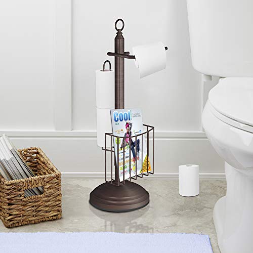 Nu Steel Tgorb15H Free Holder Stand Bathroom & Newspaper And Magazine Rack For Bathroom, Toilet Tissue Paper Roll Storage, Bronze, 11" Diameter X 25" Height, Oil Rubbed Finish #TOP1