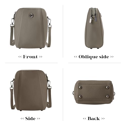 Image of Genuine Leather Small Crossbody Bags for Women | Lightweight Shoulder Purse, Designer Handbag with Adjustable Strap, Casual Travel Everyday Bag