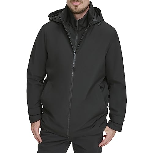 Dockers Men's Dwight Soft Shell Bib Jacket, Black Hooded