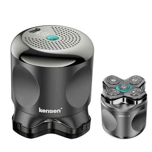 Kensen Head Shavers for Bald Men, 5 Floating Blades, Magnetic Blade Design, Child Lock, Large Hair Storage, IPX6 Waterproof, Smart Display, 100 Minutes Runtime (Blue)