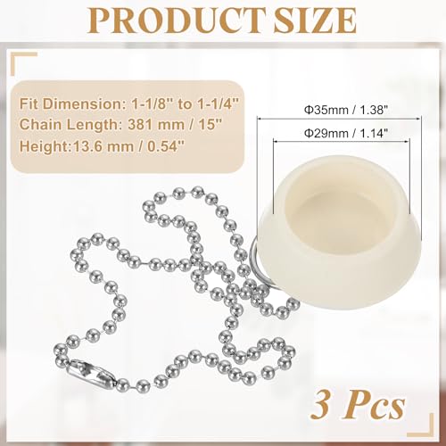 Tapón de desagüe para bañera y fregadero, 3 piezas, blanco miniatura 2