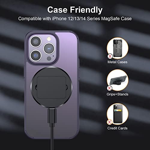 KKM Magnetic Wireless Charger, Compatible with MagSafe Charger/iPhone 13/13 Pro/13 Pro Max/12 Mini, 15W Qi Wireless Fast Charging Pad for AirPods Pro 2 (Include Adapter)