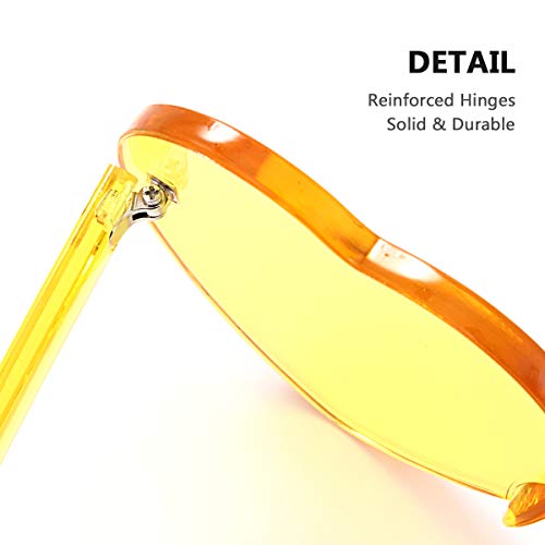 Olinowl Heart Oversized Rimless Sunglasses One Piece Eyewear Colored Sunglasses For Women Yellow, Heart #TOP3